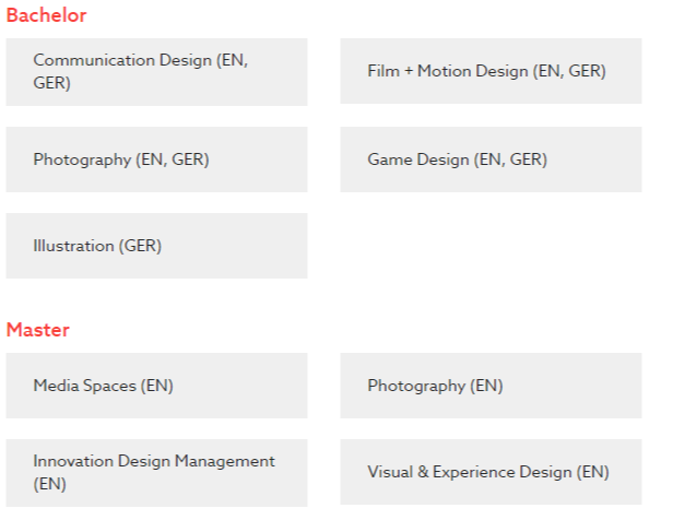 Courses UE in Study Art & Design